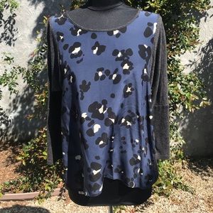 Rebecca Taylor 3/4 sleeve patterned top.